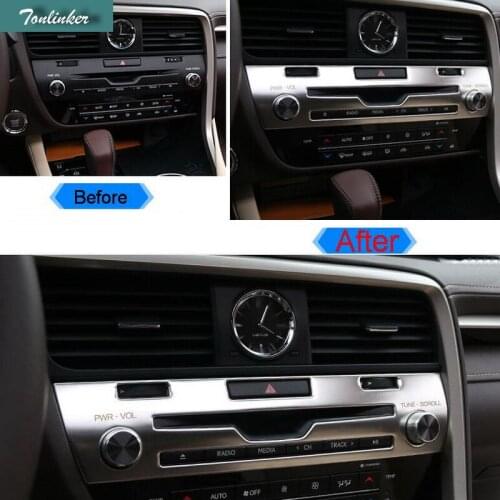 Tonlinker 1 PCS Car Styling DIY Stainless steel the CD control panel Cover Case Stickers for Lexus RX200t450h 2016 Accessories