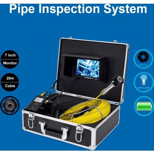 7inch Monitor Sewer Pipe Inspection Video Camera 20-50m Cable Reel Drain Sewer Pipeline Industrial Endoscope Camera 23mm
