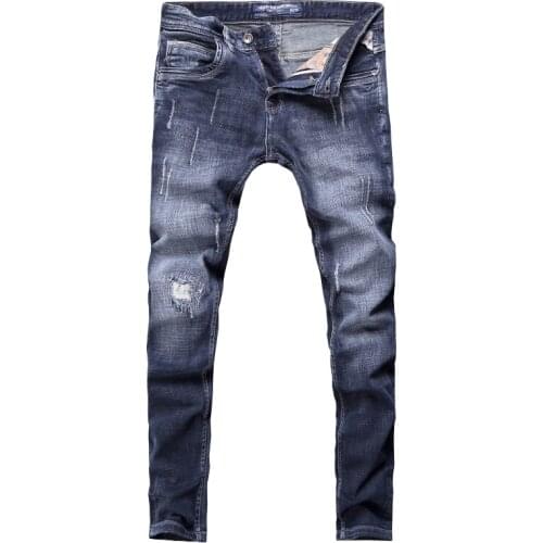 Vintage Designer Jeans Italian Style Fashion Men Jeans Black Blue Slim Fit Ripped Jeans Men Scratch Hip Hop Pants Streetwear