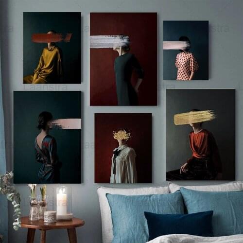 Retro Art Portrait Woman Figure Pastel Canvas Painting Vintage Poster Gallery Aisle Wall Decor Living Room Bedroom Home Decor