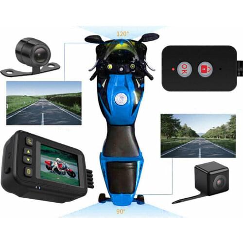 MT30A 2" Screen Waterproof Motorcycle Dash Cam Moto DVR Camera Front Rear Dual Lens Wire Remote Control G-sensor Video Recorder