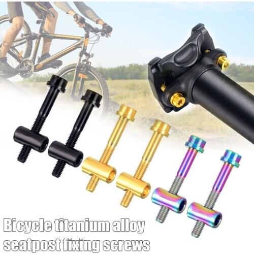 High Quality 2PCS M5*30/40mm Seat Post Bolts Titanium Alloy Fixing Bolt Bicycle Screws Bike Parts Black Gold Rainbow N66