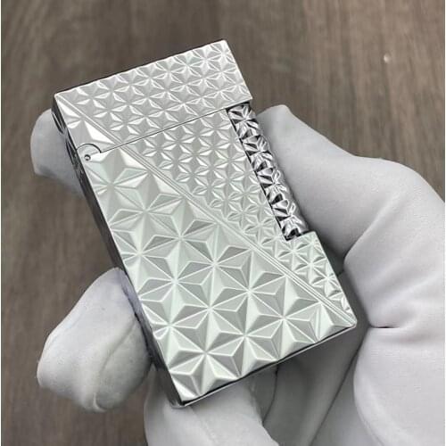 High quality Dupont bright sound pure copper gas lighter.Side Flint slip ignition Fire Smoking Accessories Gift Collection