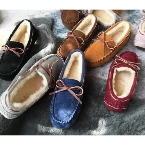 2020 Shoes Women Winter Women Flat Shoes Casual Loafers Slip On Womens Fur Flats Shoes bowknot Moccasins Lady dropshipping
