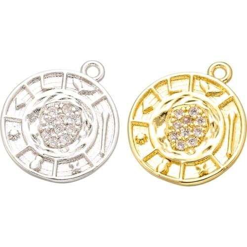 ZHUKOU 13x15mm brass round crystal charms pendant for women necklace earrings jewelry Accessories making findings model:VD564
