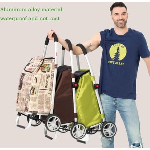 2017 Portable strong bearing shopping cart Foldable Aluminum alloy material shopping basket Easy climb stairs shop cart