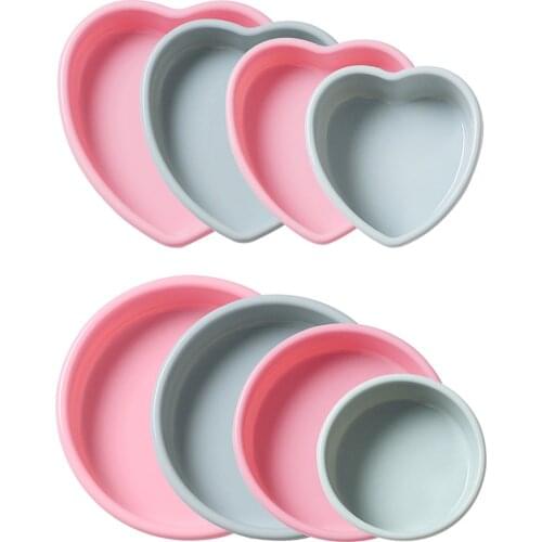 4/7/9/10 Inch Round Heart Silicone Cake Pans Baking Bread Pastry Moulds Birthday Party Bakeware Craft Set Kitchen Tools
