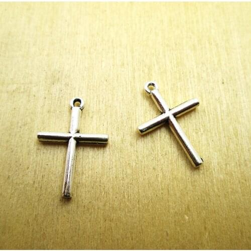 40pcs-23x13mm Cross charms Sideways Mini Cross Charm/Pendant DIY necklace/ bracelets charms antique silver tone
