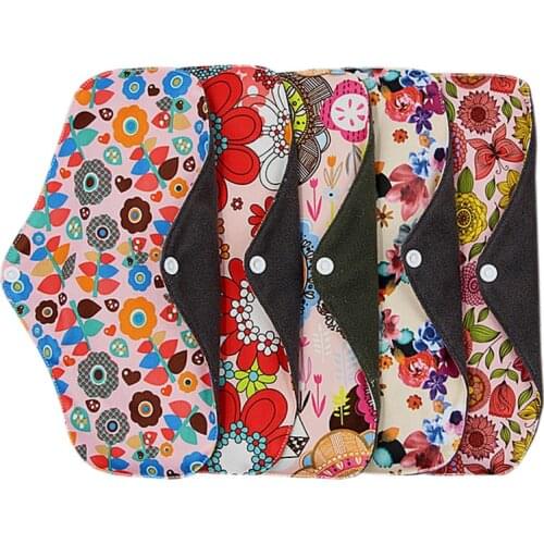 5pcs/lot Random Washable Sanitary Towel menstrual pads reusable sanitary pad absorbent reusable charcoal bamboo menstrual pads