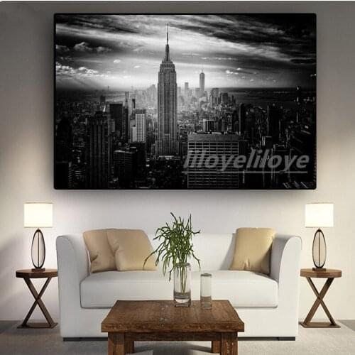 5D DIY diamond painting New York City Manhattan Black White Building Cross Stitch full square/round mosaic Rhinestones FG1933