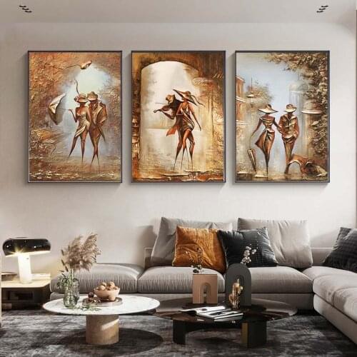 Abstract Wonderful Love Canvas Painting Woman and Man Street Posters and Prints Wall Art Pictures For Living Room Decor No Frame