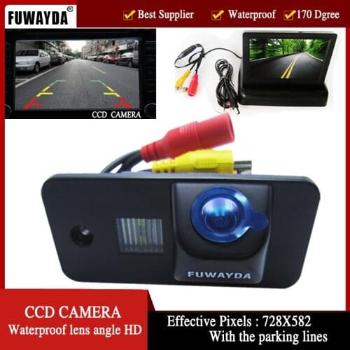 FUWAYDA Colo CCD Car Rear View Camera for AUDI A3 S3 A4 S4 A6 A6L S6 A8 S8 RS4 RS6 Q7 with foldable4.3 Inch LCD TFT Monitor