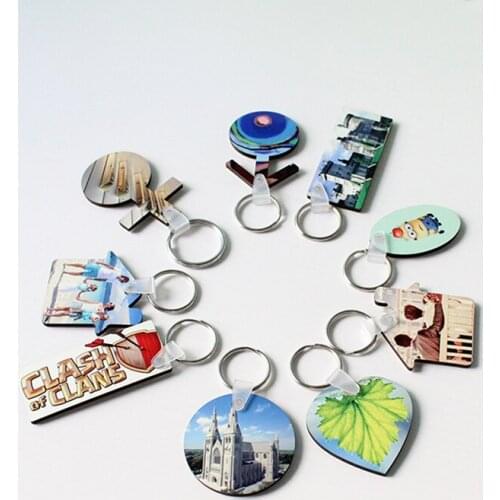Free Shipping 30pcs/lots Blank Sublimation MDF Key Rings Tags Keychain DIY Gift Printing Sublimation Ink Transfer Two Sides