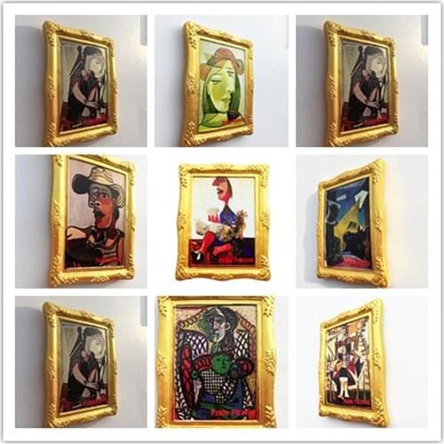 (free shipping)French and Spanish Picasso painting magnetic refrigerator sticker decoration articles handicraft