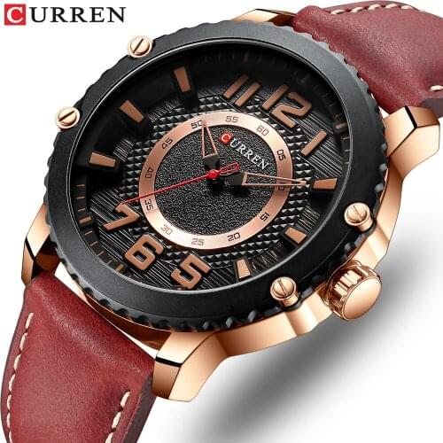 CURREN Style Watches New Casual Sport Quartz Clock Male Army Military Leather Wristwatch Mens Colorful Fashion Man Design Watch