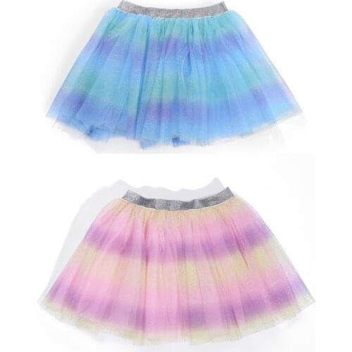2021 New Little girl performing gauze Skirt Rainbow pink and Blue TUTU Kids skirt gauze Children skirt Princess Ballet Dress