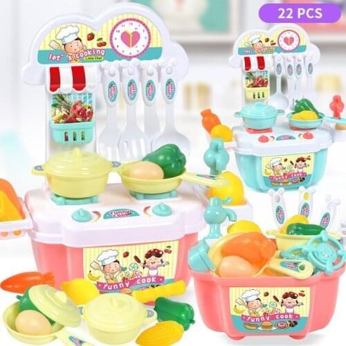 Children Puzzle Mini Kitchen Toys Set Kids Pretend Play Plastic Simulation Cooking Table Set Toys Boy Girl Gifts