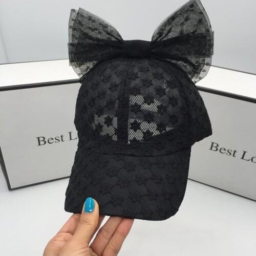 Summer visor for women silk gauze sweet bowknot cap baseball riding hat neap tide female fashion