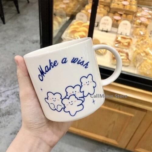 Japanese Cartoon Creative Personality Ceramic Cup Lovely Household Mug Couple Breakfast Cup Oatmeal Coffee Cup Coffee Mugs