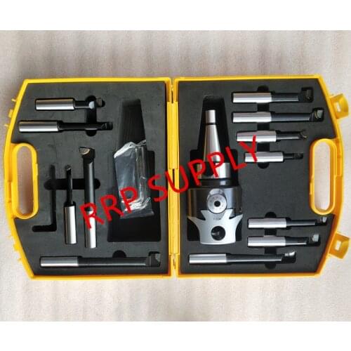NT30/ISO30 taper, F1-18 75mm boring head with NT30/ISO30 shank and 12pcs 18mm boring bars, boring head set