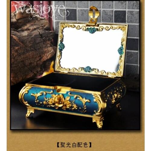 Hand jewelry storage box retro European jewelry box pearl treasure box ring mirror box