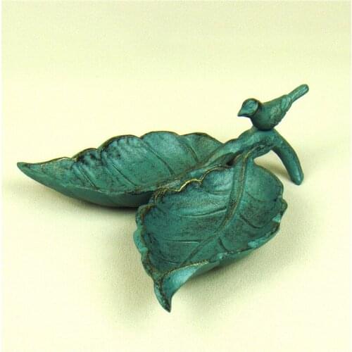 Creative Foundry Iron Bird Figurine Jewelry Dish Decorative Retro Metal Leaf Bling Organizer Receptacle Craftworks Accessories