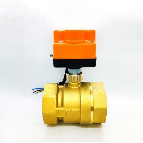 2" Brass Electric Ball Valve Three Wire Two Control Two Way Electric Actuator With Manual Switch 220V 24V 12V