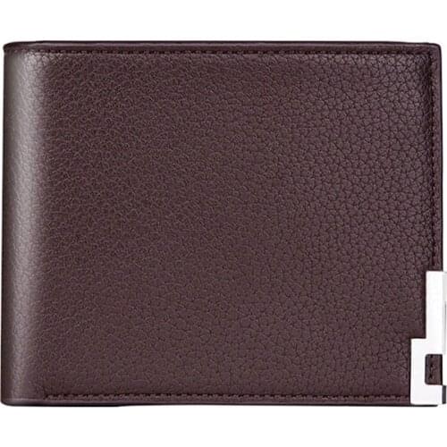 Men horizontal Billfold Money ID Card Wallet Purses Ultra-Thin Short Design Luxury Coins Clip ​Leather Card-Holder Clutch Bag