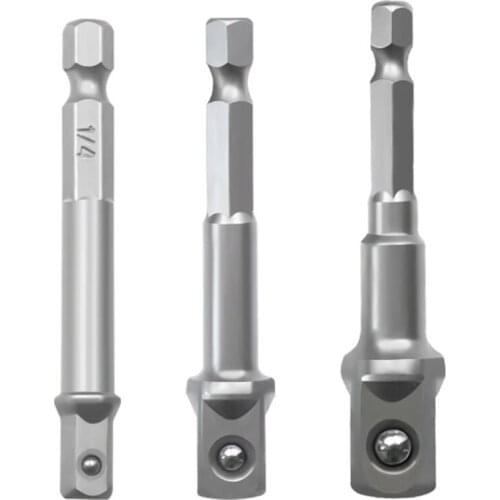 Chrome Vanadium Steel Socket Adapter Set Hex Shank 1/4" 3/8" 1/2" Extension Drill Bits Bar Set Power Tools