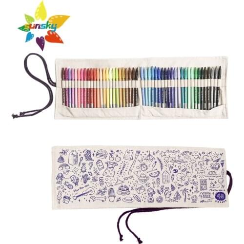 Monami P3000 canvas bag set 24/36/48 color watercolor pen water based color line marking students hand account art supplies