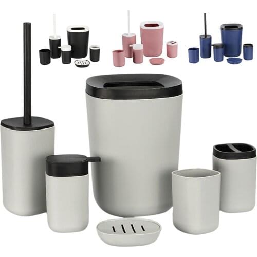 Pack of 6 Bathroom Accessories Set Soap Dispenser Soap Dish Toilet Brush with Holder Decor Neat for Apartment