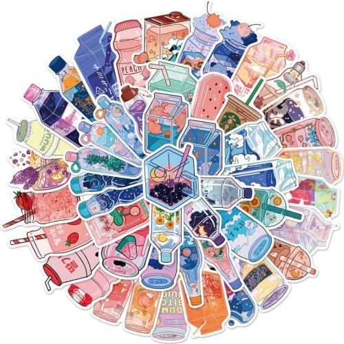 50Pcs Cute Drink Bottle Stickers for DIY Scrapbook Album Card Stationery Valentines Day Gift Decorative Stickers