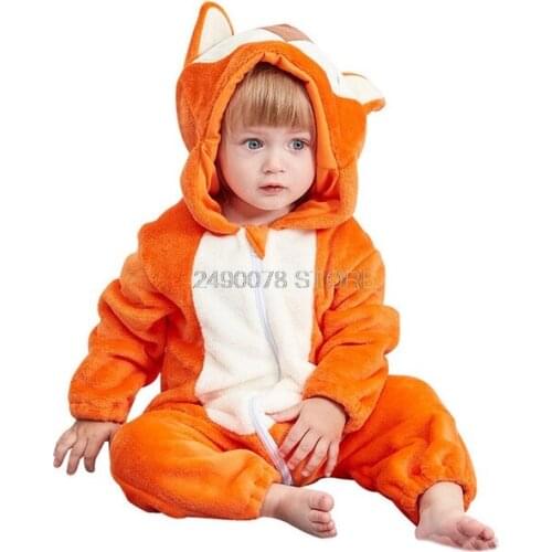 Baby Boy Girls Clothes Winter Warm Hooded Animal Pajamas Romper Newborn Baby Jumpsuit Toddler Baby Costume