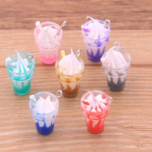 10Pcs 7*28mm Mix Color Transparent Charm Ice Cream Pendant With Box For Bracelet Necklace Jewelry Making DIY Earring Finding