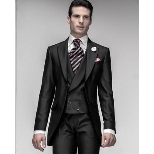 Slim Fit Black Italian Suit Men Blazer Formal Groom Tuxedo Men Suit for Wedding Party Prom Jacket Costume Homme Mariage 3 Pieces