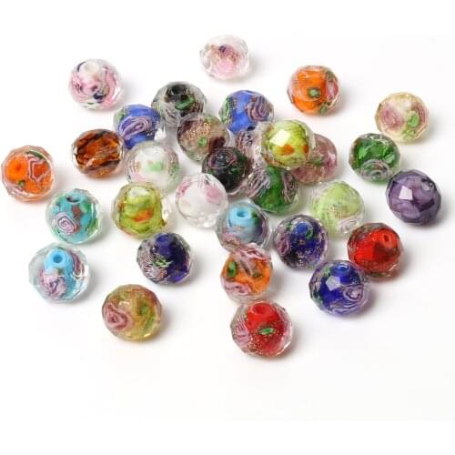 Mixed Color Murano Transparent Faceted Rondelle Flower Lampwork Crystal Glass Bead for Bracelet Making Women Diy Accessories