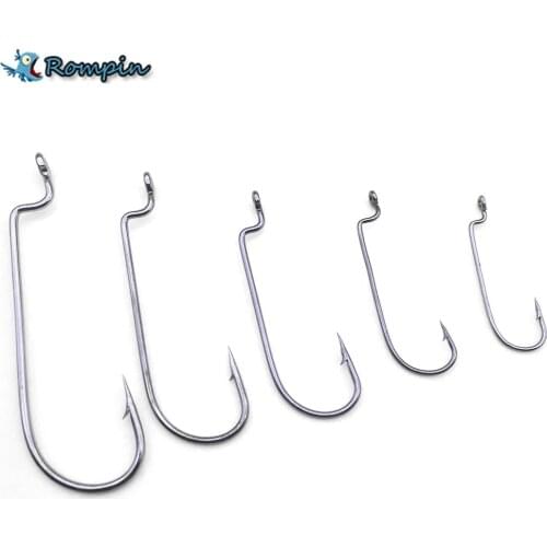 Rompin 100pcs/bag Narrow Gap Worm Hook Jig Fishing Crank Hook Bass Hook for soft bait Texas Group Hook 6#-5/0