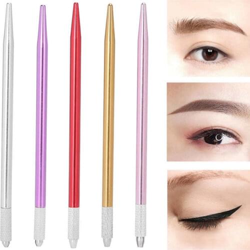 Manual Tattoo Pen Semi-Permanent Microblading Pen for Eyebrow Eyeliner Lips Tattoo Aluminum Alloy Makeup Tattoo Pen Supplies