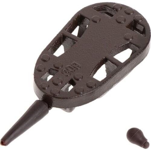 Fishing Feeder Bait Cage Zinc Alloy 30g/40g/50g Line Method With Bead Accessory E56D