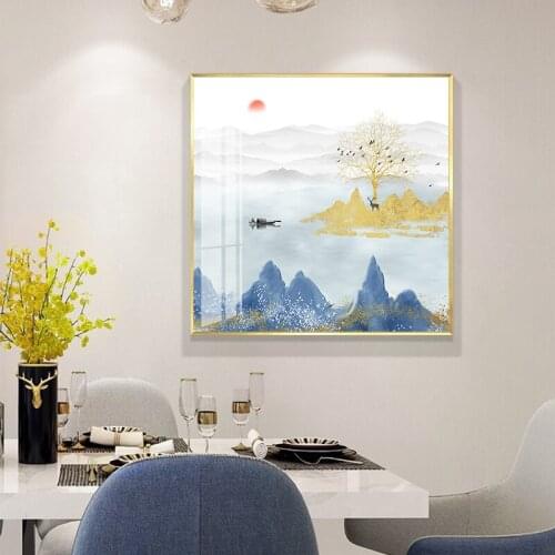 Modern Golden Mountain Abstract Wall Poster Landscape Canvas Print Decorative Painting Contemporary Art Home Decoration Picture