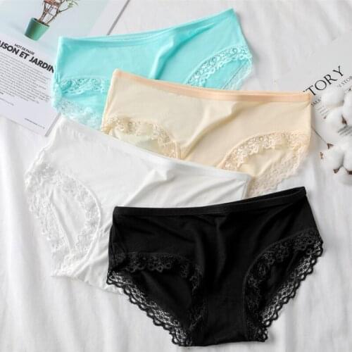 Cotton Panty Solid Womens Panties Comfort Underwear Low-Rise L XL Female Skin-friendly Lace Edge Briefs Intimates Lingerie