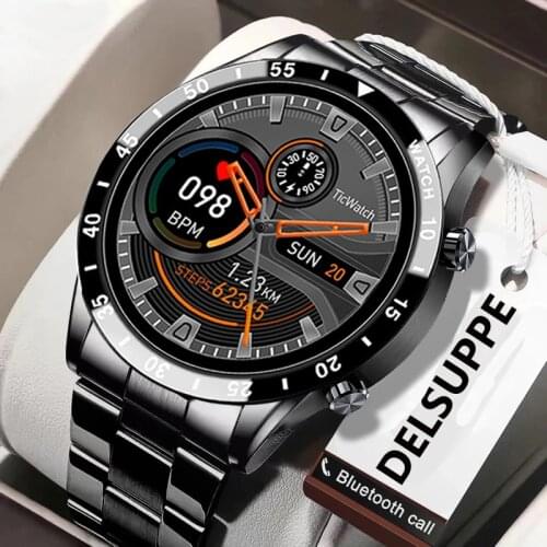 2021 Full Touch Screen Smart Watch Sports Bluetooth Call Watch Blood Pressure Monitor Message Reminder Business Smartwatch Men