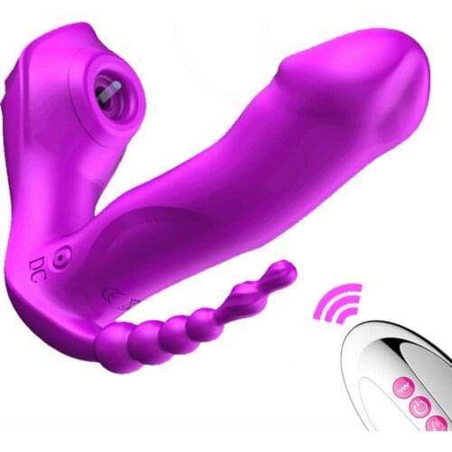 7 Modes Vibrator 3 IN 1 Sucking Vibrating Sucker Anal Vagina Clitoris Stimulator Wearable Oral Suction Erotic Sex Toys For Women