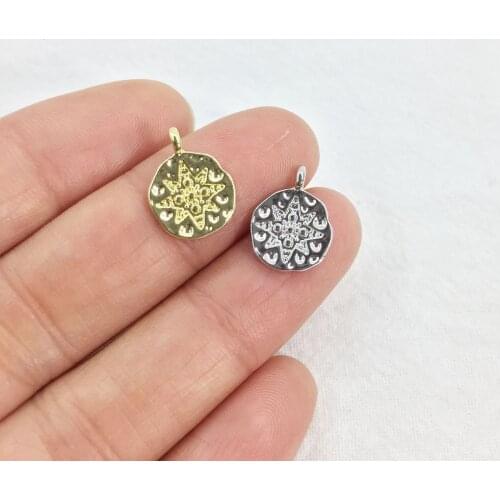 Eruifa 20pcs 10mm Star Zinc Alloy Jewelry DIY Charms Pendant Necklace, Earring Bracelet 2 Colors