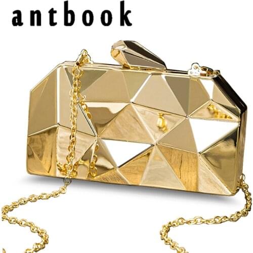 New Handbag Women Metal Day Clutches Purse Top Quality Party Metallic Evening Bags Women Shoulder Messenger Bag Gold Box Bag