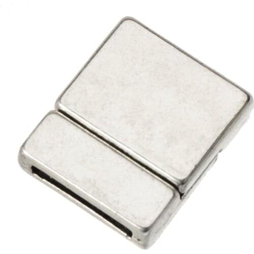 Large clasps wide leather cord bracelets man magnet hooks rectangle flat blank 23mm hole silver metal jewelry findings 29mm 2pcs