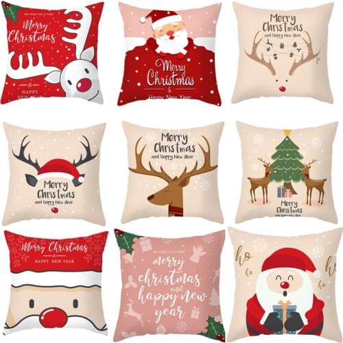45*45cm Merry Christmas Cushion Cover Pillowcase 2021 Christmas Decorations for Home Xmas Noel Ornament Happy New Year 2022