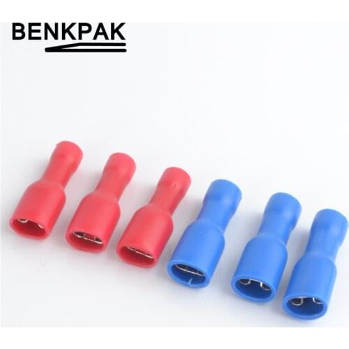 50pcs 25pcs Red +25pcs Blue Fully Insulated 4.8mm Female Spade Connector Crimp Terminal