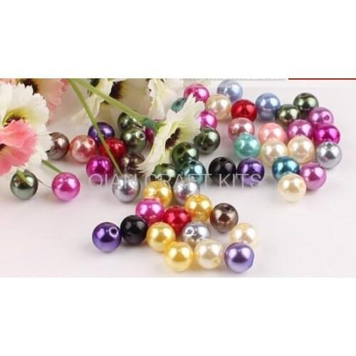 500pcs Mixed Pearlized Glass Pearl Beads Strands, Dyed, Round,8mm in diameter, hole: 1mm heavy weight