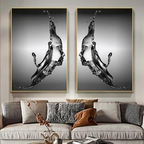 Abstract Black Face Art Water Statue Sculpture Canvas Painting Wall Art Posters Prints Wall Picture for Living Room Home Cuadros